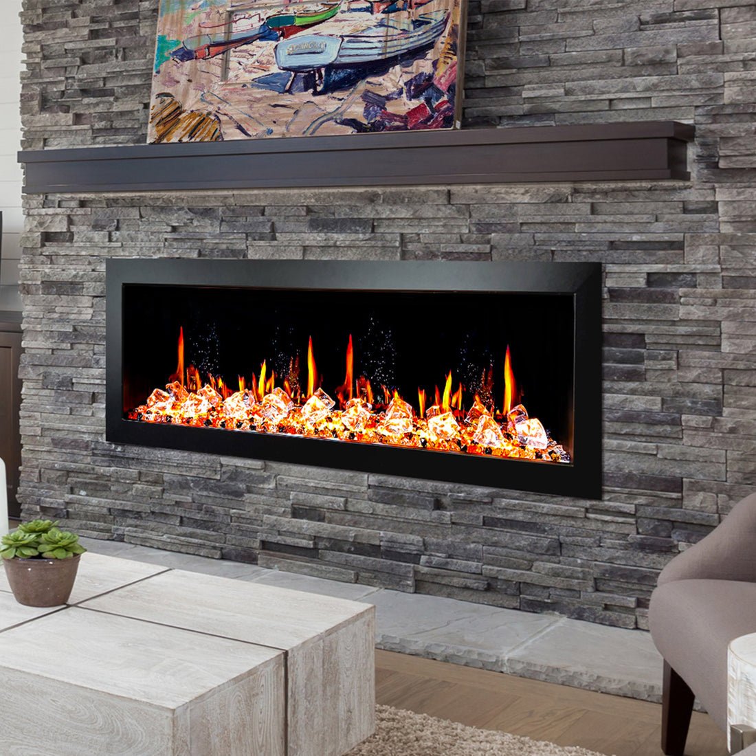 Litedeer Homes Latitude II 58" Seamless Push - in Electric Fireplace - ZEF58V - Terrace Level