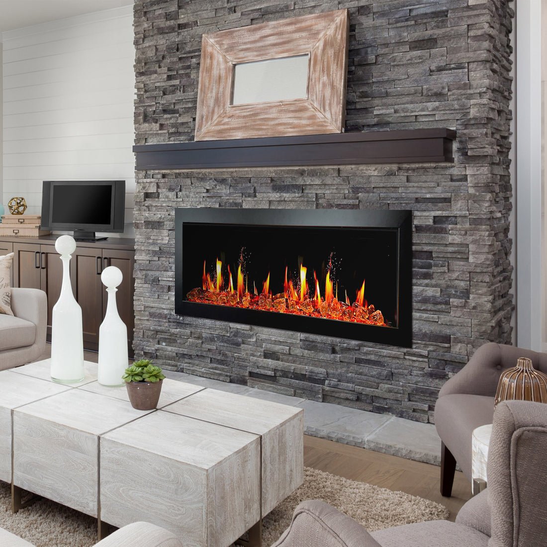 Litedeer Homes Latitude II 58" Seamless Push - in Electric Fireplace - ZEF58V - Terrace Level
