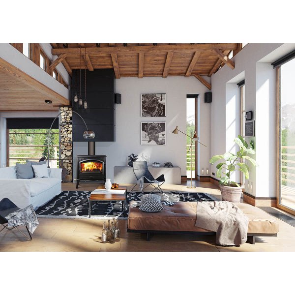 Sierra Flames Lynwood Wood Stove With Cast Iron Door, Black Colour Finish - W76 - Terrace Level