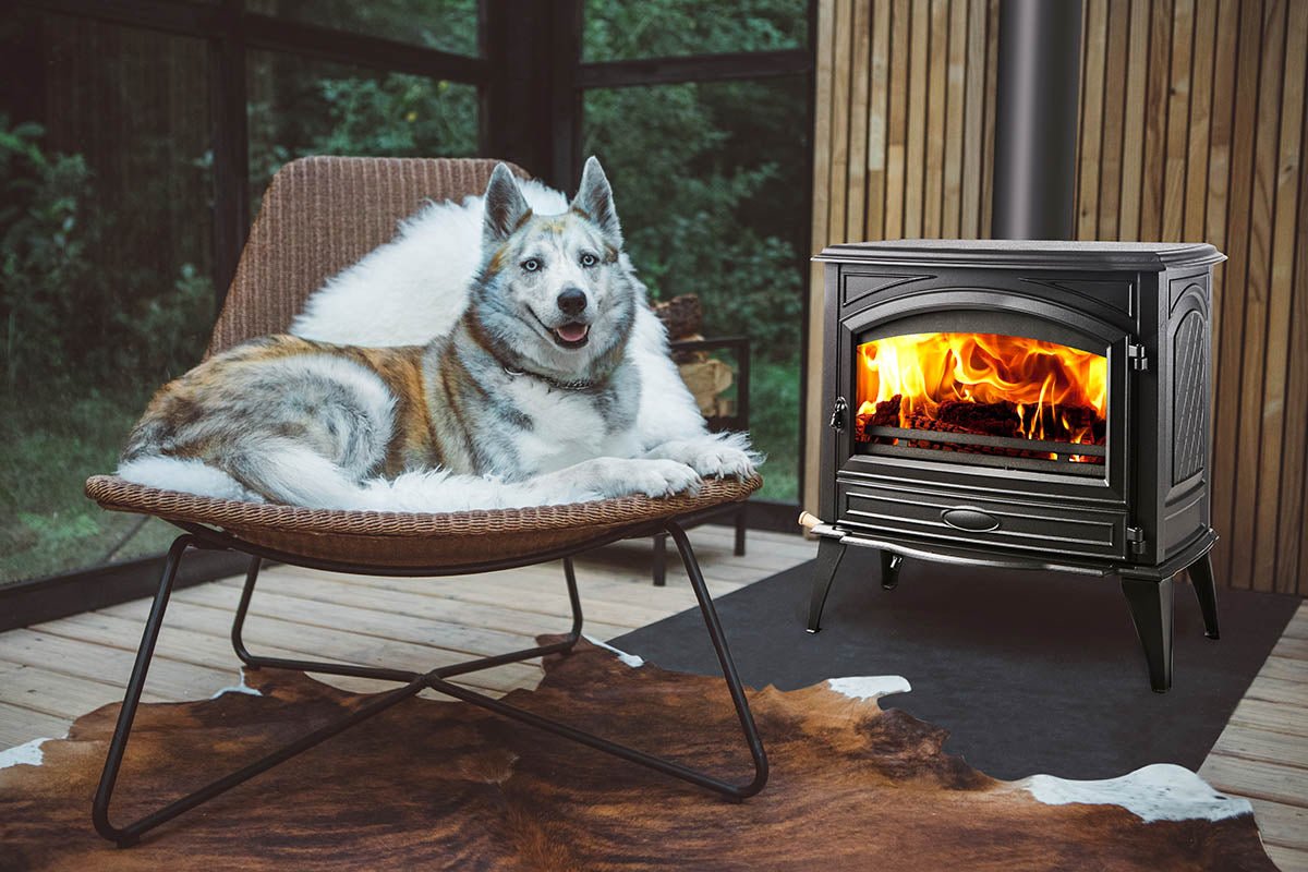 Sierra Flames Lynwood Wood Stove With Cast Iron Door, Black Colour Finish - W76 - Terrace Level