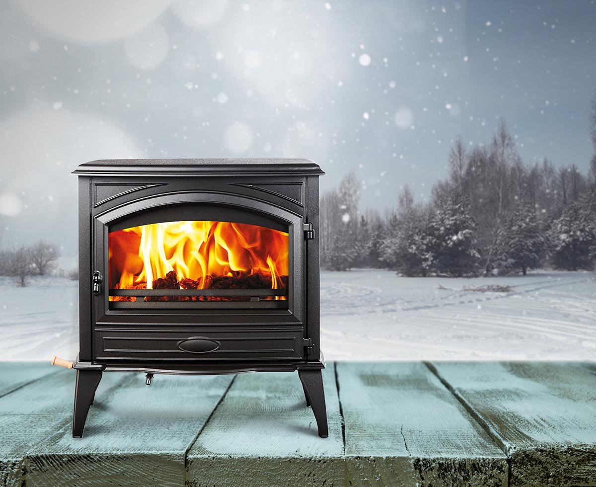 Sierra Flames Lynwood Wood Stove With Cast Iron Door, Black Colour Finish - W76 - Terrace Level