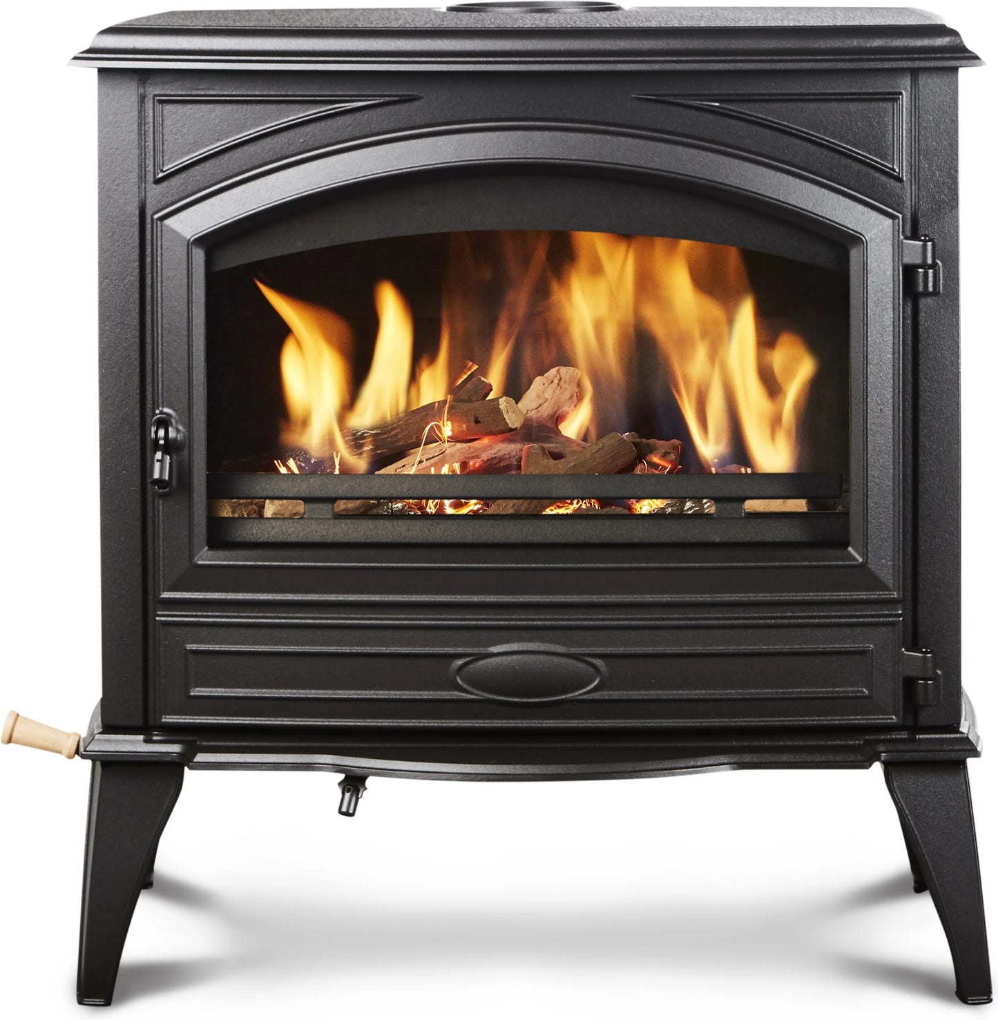 Lynwood W76 Wood Stove With Cast Iron Door, Black Colour Finish