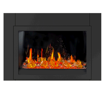 LiteStar 38" Smart Electric Fireplace Insert with Fireplace App, Reflective Fire Glass Amber - ZEF38VC-A