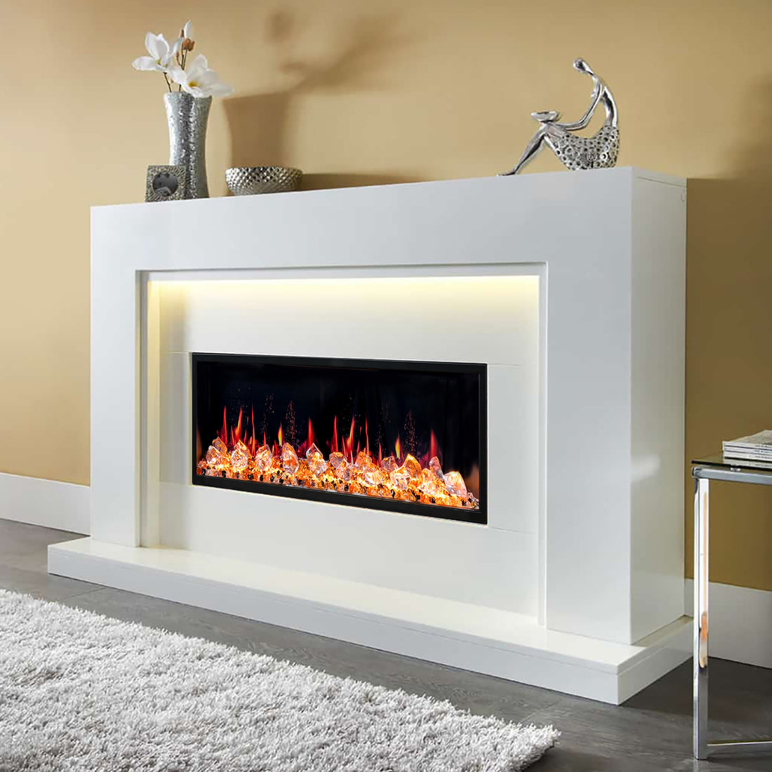 Litedeer Homes Latitude II 48" Smart Wall Mounted Electric Fireplace with APP Diamond-like Crystal - ZEF48XC