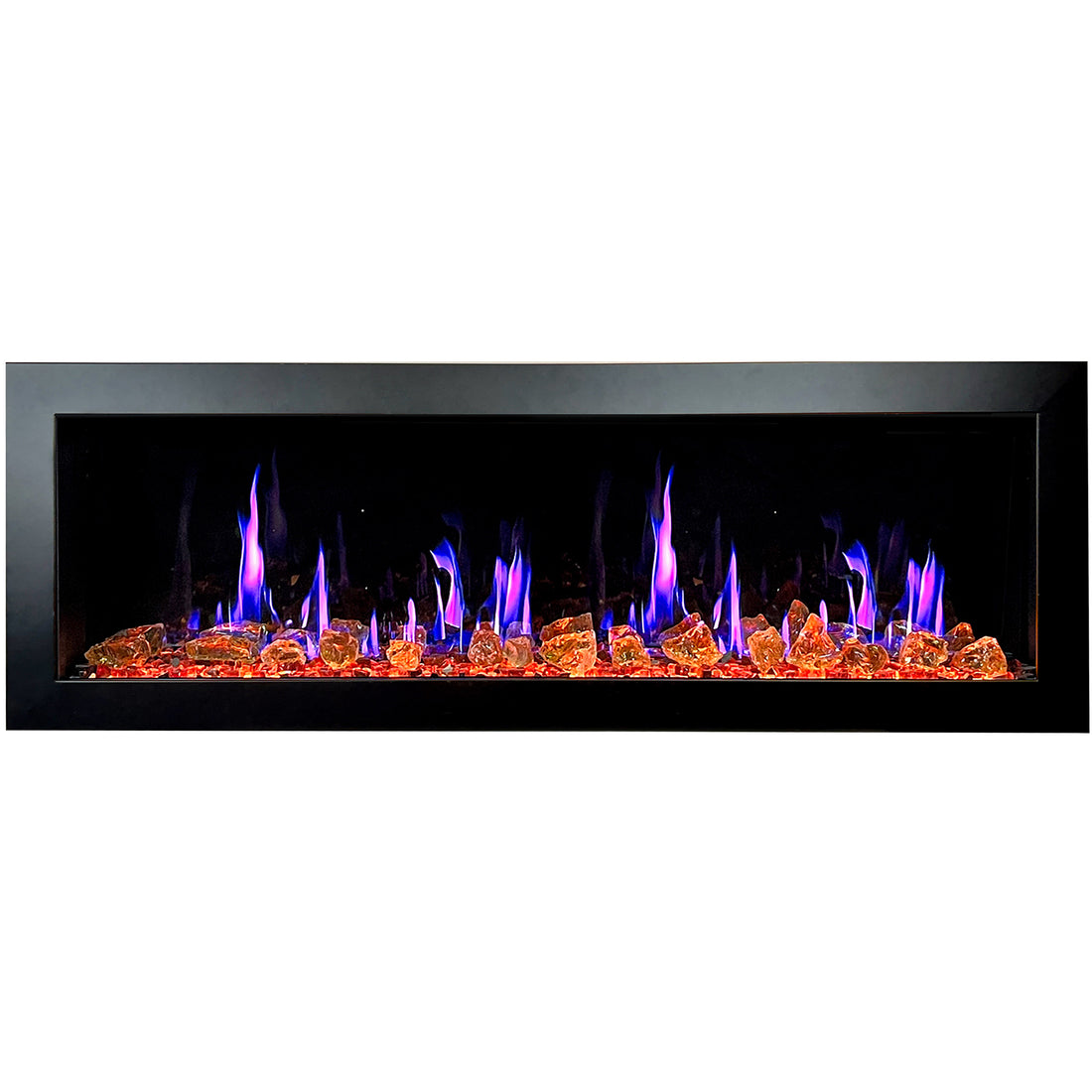 Litedeer Homes Latitude II 58" Smart Wall Mount Electric Fireplace with App, Driftwood Logs & River Rocks - ZEF58V