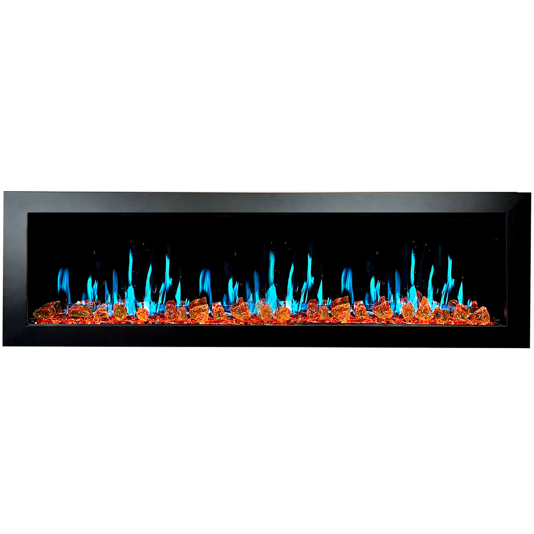 Litedeer Homes Latitude II 68" Smart Wall Mounted Electric Fireplace with Reflective Amber Glass - ZEF68XA