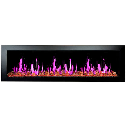 Litedeer Homes Latitude II 68" Smart Wall Mounted Electric Fireplace with Reflective Amber Glass - ZEF68XA