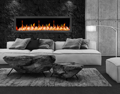 Litedeer Homes Latitude II 68" Smart Electric Fireplace with APP Driftwood Log & River Rock - ZEF68X