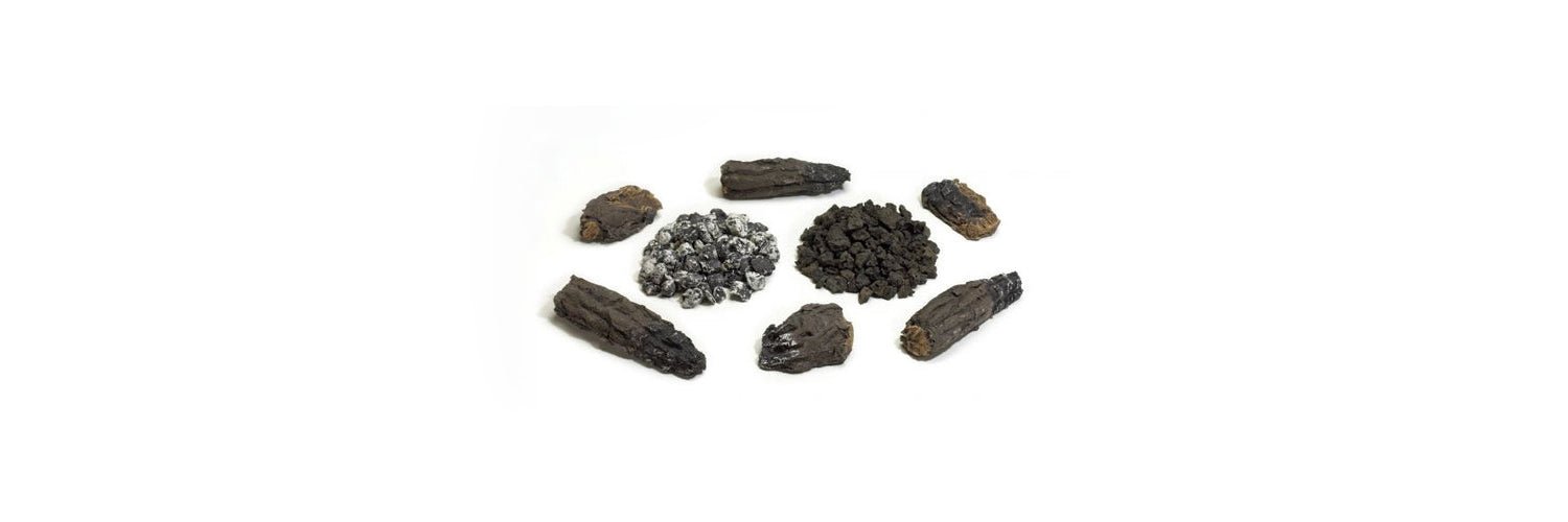 American Hearth Ember Kit (includes 6 burnt log pieces, white ash & lava rock) - EK1 - Terrace Level