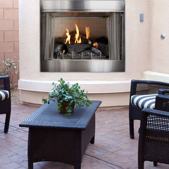 Carol Rose 36 - Inch Premium Outdoor Ventless Fireplace with Refractory Liner - OP36FP - Terrace Level