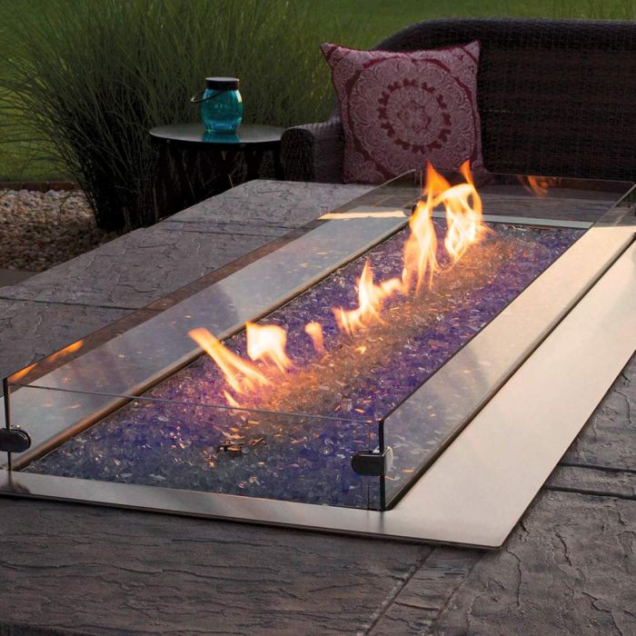 Carol Rose Linear Fire Pit Multicolor LED Lighting - OL - Terrace Level