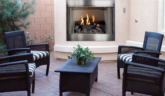 Carol Rose Outdoor Firebox with Stainless Steel Front, Hood, Mesh Screen, & Refractory Brick - OPFB2MF - Terrace Level