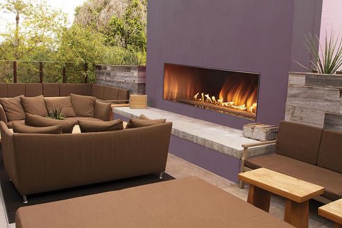 Carol Rose Single Sided Linear Outdoor Ventless Fireplace - OLL - Terrace Level