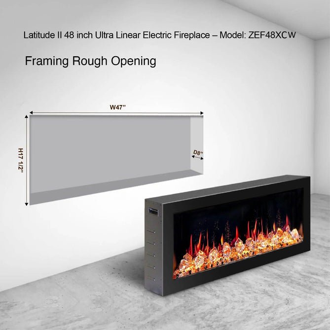 Litedeer Homes Gloria II 48" Smart Electric Fireplace with App Diamond - like Crystal - ZEF48XCW, White - Terrace Level