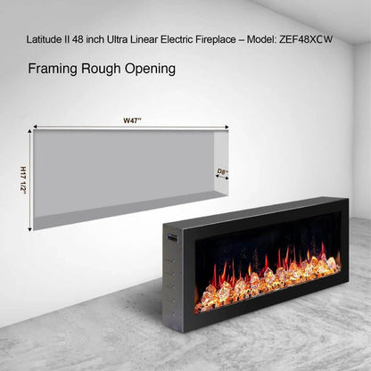 Litedeer Homes Gloria II 48" Smart Electric Fireplace with App Diamond - like Crystal - ZEF48XCW, White - Terrace Level