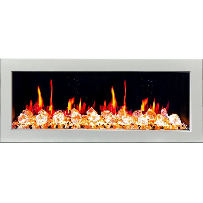 Litedeer Homes Gloria II 48" Smart Electric Fireplace with App Diamond - like Crystal - ZEF48XCW, White - Terrace Level