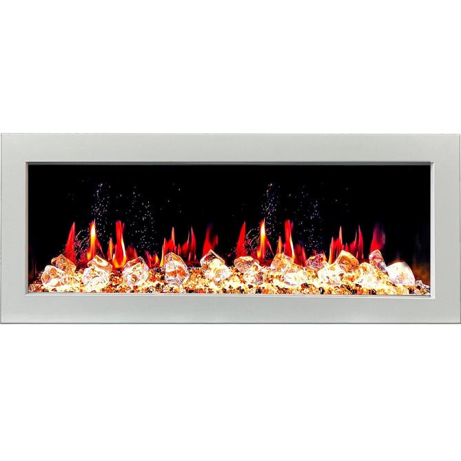 Litedeer Homes Gloria II 48" Smart Electric Fireplace with App Diamond - like Crystal - ZEF48XCW, White - Terrace Level