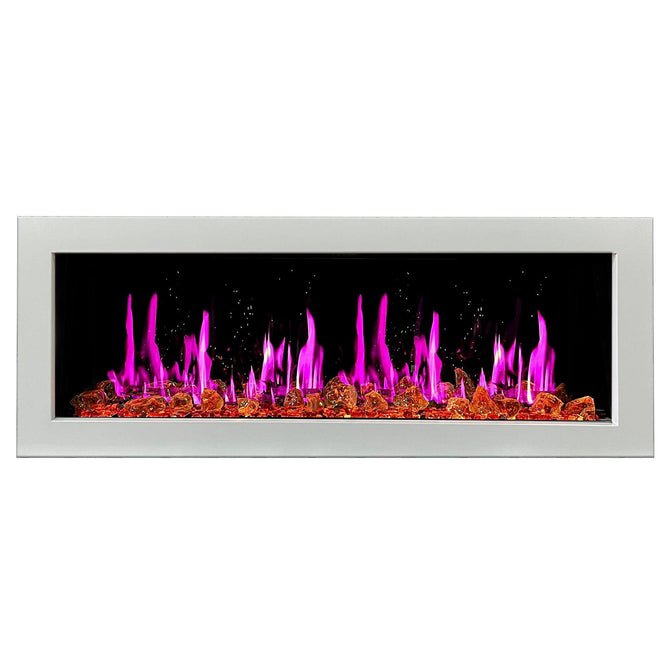 Litedeer Homes Gloria II 48" Smart Electric Fireplace with App Reflective Amber Glass - ZEF48XAW, White - Terrace Level