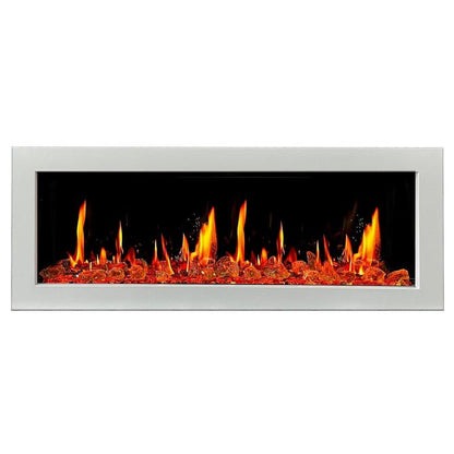 Litedeer Homes Gloria II 48" Smart Electric Fireplace with App Reflective Amber Glass - ZEF48XAW, White - Terrace Level