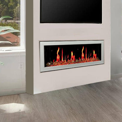 Litedeer Homes Gloria II 48" Smart Electric Fireplace with App Reflective Amber Glass - ZEF48XAW, White - Terrace Level