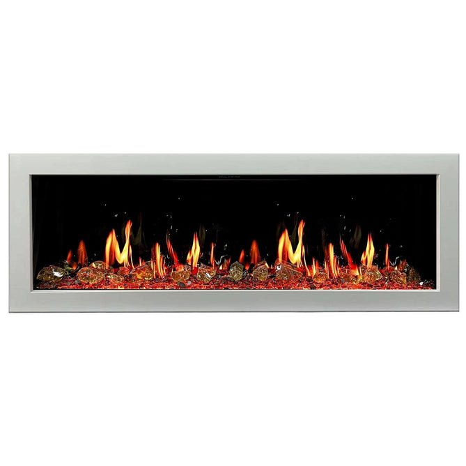 Litedeer Homes Gloria II 48" Smart Electric Fireplace with App Reflective Amber Glass - ZEF48XAW, White - Terrace Level