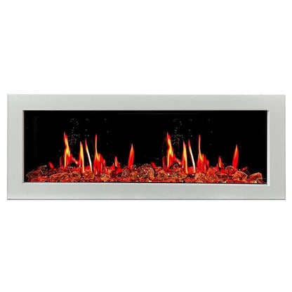 Litedeer Homes Gloria II 48" Smart Electric Fireplace with App Reflective Amber Glass - ZEF48XAW, White - Terrace Level