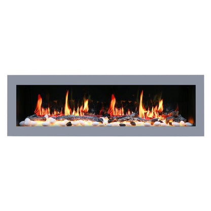 Litedeer Homes Gloria II 48" Smart Wall Mounted Electric Fireplace with App Driftwood Log & River Rock - ZEF48XS, Silver - Terrace Level