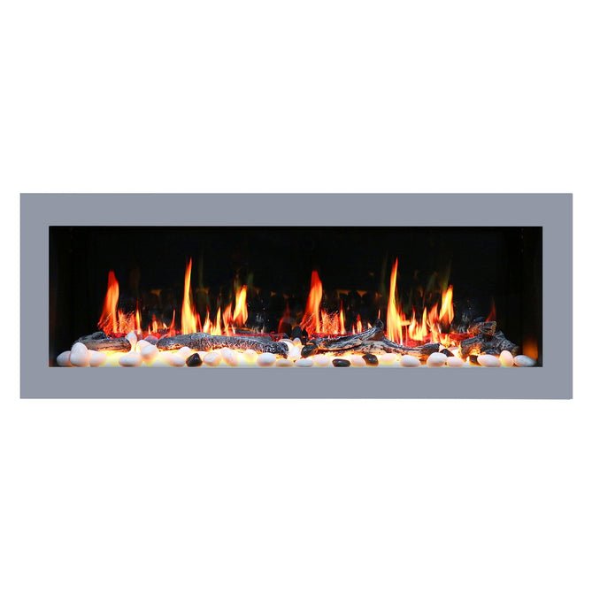 Litedeer Homes Gloria II 48" Smart Wall Mounted Electric Fireplace with App Driftwood Log & River Rock - ZEF48XS, Silver - Terrace Level