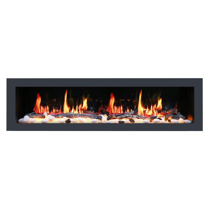 Litedeer Homes Gloria II 48" Smart Wall Mounted Electric Fireplace with App Driftwood Log & River Rock - ZEF48XS, Silver - Terrace Level