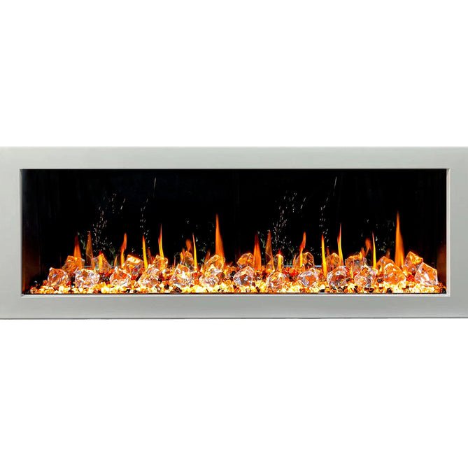 Litedeer Homes Gloria II 58" Smart Electric Fireplace with App Diamond - like Crystal - ZEF58VCW, White - Terrace Level