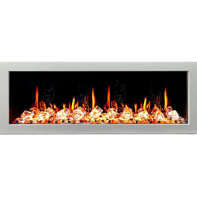 Litedeer Homes Gloria II 58" Smart Electric Fireplace with App Diamond - like Crystal - ZEF58VCW, White - Terrace Level