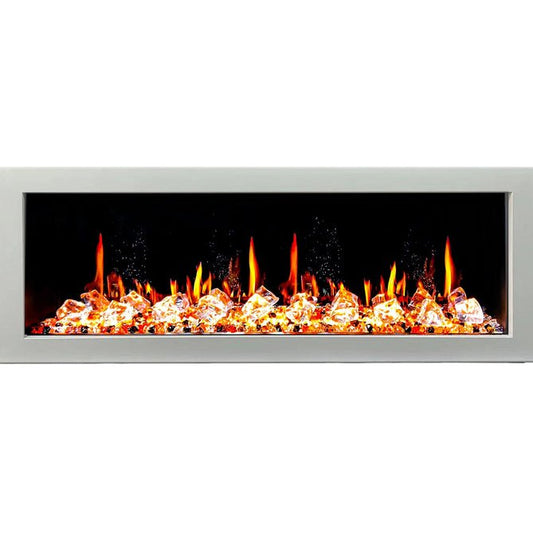 Litedeer Homes Gloria II 58" Smart Electric Fireplace with App Diamond - like Crystal - ZEF58VCW, White - Terrace Level