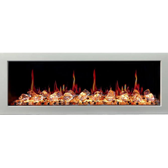 Litedeer Homes Gloria II 58" Smart Electric Fireplace with App Diamond - like Crystal - ZEF58VCW, White - Terrace Level