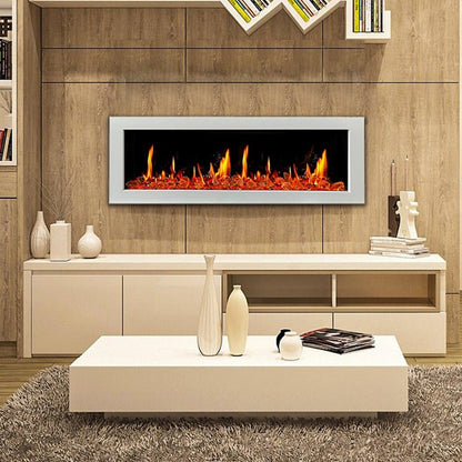 Litedeer Homes Gloria II 58" Smart Electric Fireplace with App Diamond - like Crystal - ZEF58VCW, White - Terrace Level