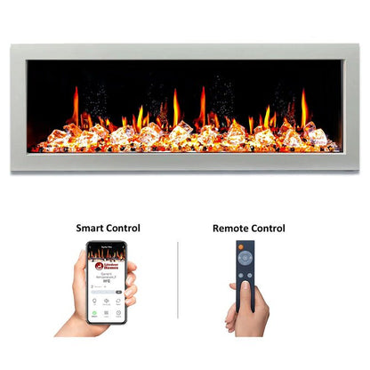 Litedeer Homes Gloria II 58" Smart Electric Fireplace with App Diamond - like Crystal - ZEF58VCW, White - Terrace Level