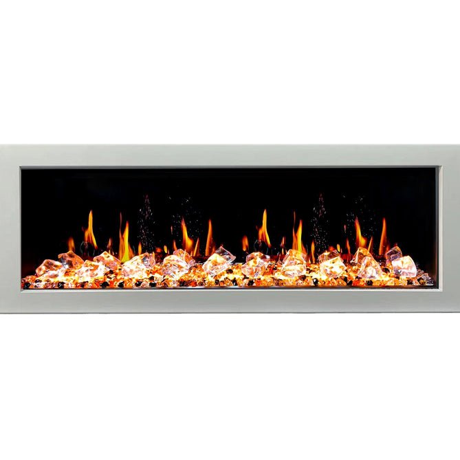 Litedeer Homes Gloria II 58" Smart Electric Fireplace with App Diamond - like Crystal - ZEF58VCW, White - Terrace Level