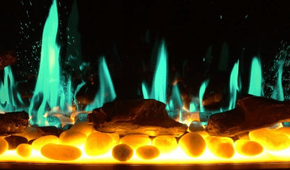 Litedeer Homes Gloria II 58" Smart Electric Fireplace with App Driftwood Log & River Rock - ZEF58VS, Silver - Terrace Level
