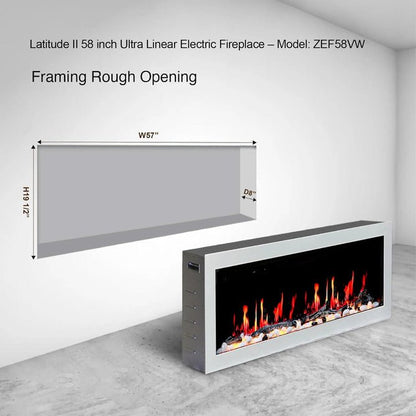 Litedeer Homes Gloria II 58" Smart Electric Fireplace with App Driftwood Log & River Rock - ZEF58VW White Fireplace - Terrace Level