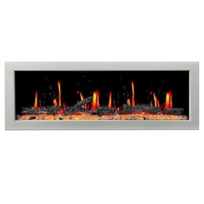 Litedeer Homes Gloria II 58" Smart Electric Fireplace with App Driftwood Log & River Rock - ZEF58VW White Fireplace - Terrace Level