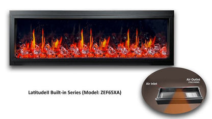 Litedeer Homes Gloria II 58" Smart Electric Fireplace with App Reflective Amber Glass - ZEF58VAW, White - Terrace Level