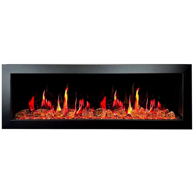 Litedeer Homes Gloria II 58" Smart Electric Fireplace with App Reflective Amber Glass - ZEF58VAW, White - Terrace Level