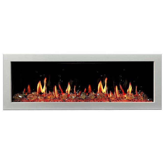 Litedeer Homes Gloria II 58" Smart Electric Fireplace with App Reflective Amber Glass - ZEF58VAW, White - Terrace Level