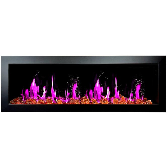 Litedeer Homes Gloria II 58" Smart Electric Fireplace with App Reflective Amber Glass - ZEF58VAW, White - Terrace Level