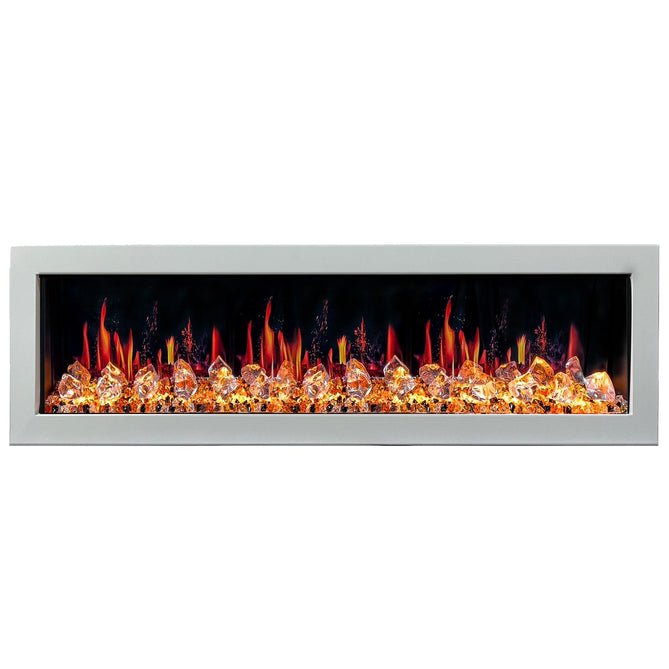 Litedeer Homes Gloria II 68" Smart Electric Fireplace with APP Diamond - like Crystal - ZEF68XCW, White - Terrace Level