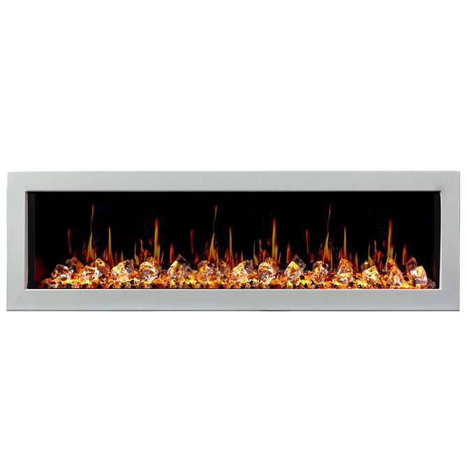 Litedeer Homes Gloria II 68" Smart Electric Fireplace with APP Diamond - like Crystal - ZEF68XCW, White - Terrace Level