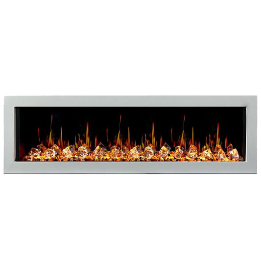 Litedeer Homes Gloria II 68" Smart Electric Fireplace with APP Diamond - like Crystal - ZEF68XCW, White - Terrace Level