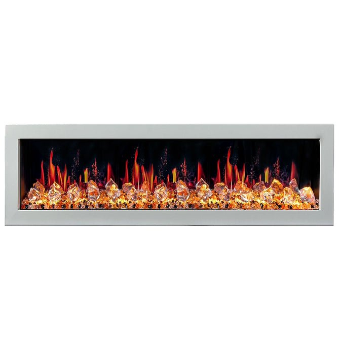 Litedeer Homes Gloria II 68" Smart Electric Fireplace with APP Diamond - like Crystal - ZEF68XCW, White - Terrace Level