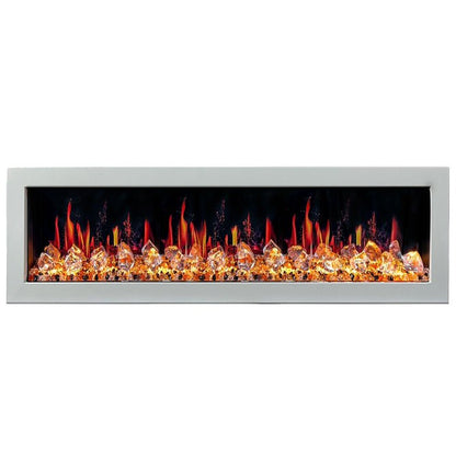 Litedeer Homes Gloria II 68" Smart Electric Fireplace with APP Diamond - like Crystal - ZEF68XCW, White - Terrace Level