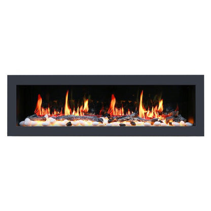 Litedeer Homes Gloria II 68" Smart Electric Fireplace with App Driftwood Log & River Rock - ZEF68XS, Silver - Terrace Level