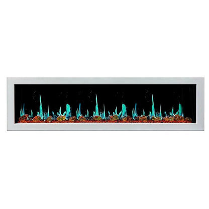 Litedeer Homes Gloria II 78" Smart Electric Fireplace With App Diamond - like Crystal - ZEF78VCW, White - Terrace Level